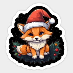 Red Fox Christmas Sticker